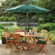 Jual Meja Payung Taman Dengan 6 Kursi Lipat